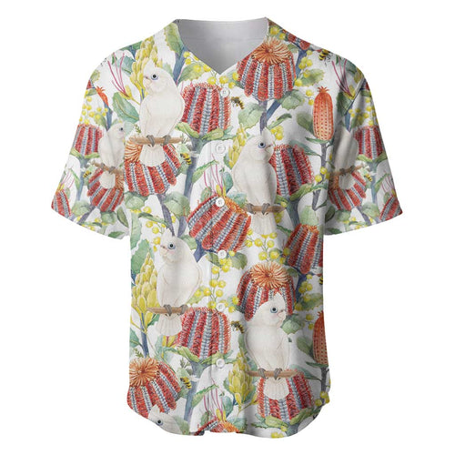 Little Corella Australia Cockatoo Baseball Jersey Cacatua Sanguinea Banksia Seamless White - Aussie Hoodie