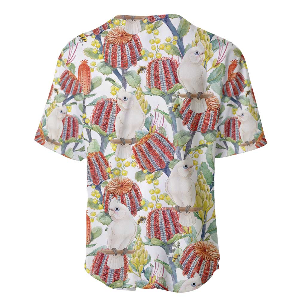 Little Corella Australia Cockatoo Baseball Jersey Cacatua Sanguinea Banksia Seamless White - Aussie Hoodie
