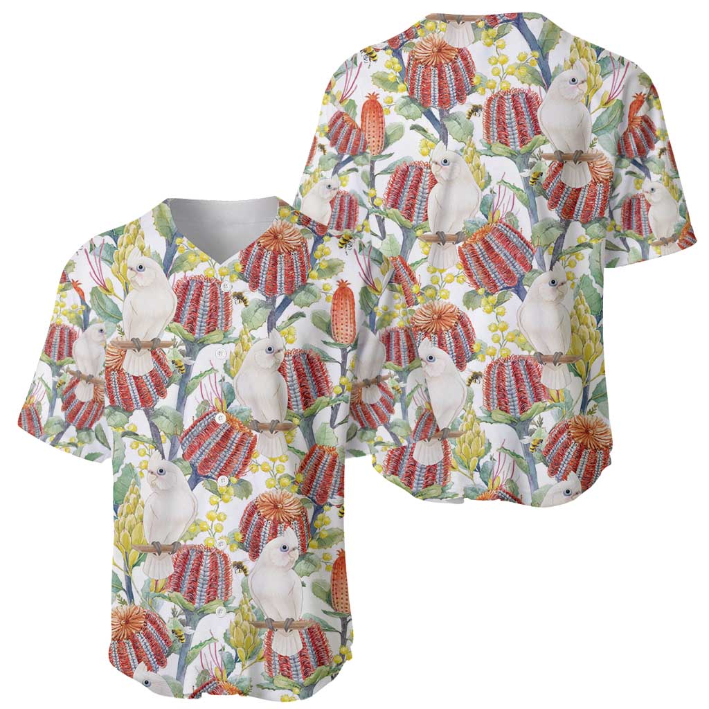 Little Corella Australia Cockatoo Baseball Jersey Cacatua Sanguinea Banksia Seamless White - Aussie Hoodie