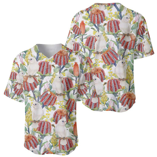 Little Corella Australia Cockatoo Baseball Jersey Cacatua Sanguinea Banksia Seamless White - Aussie Hoodie