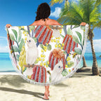 Little Corella Australia Cockatoo Beach Blanket Cacatua Sanguinea Banksia Seamless White - Aussie Hoodie