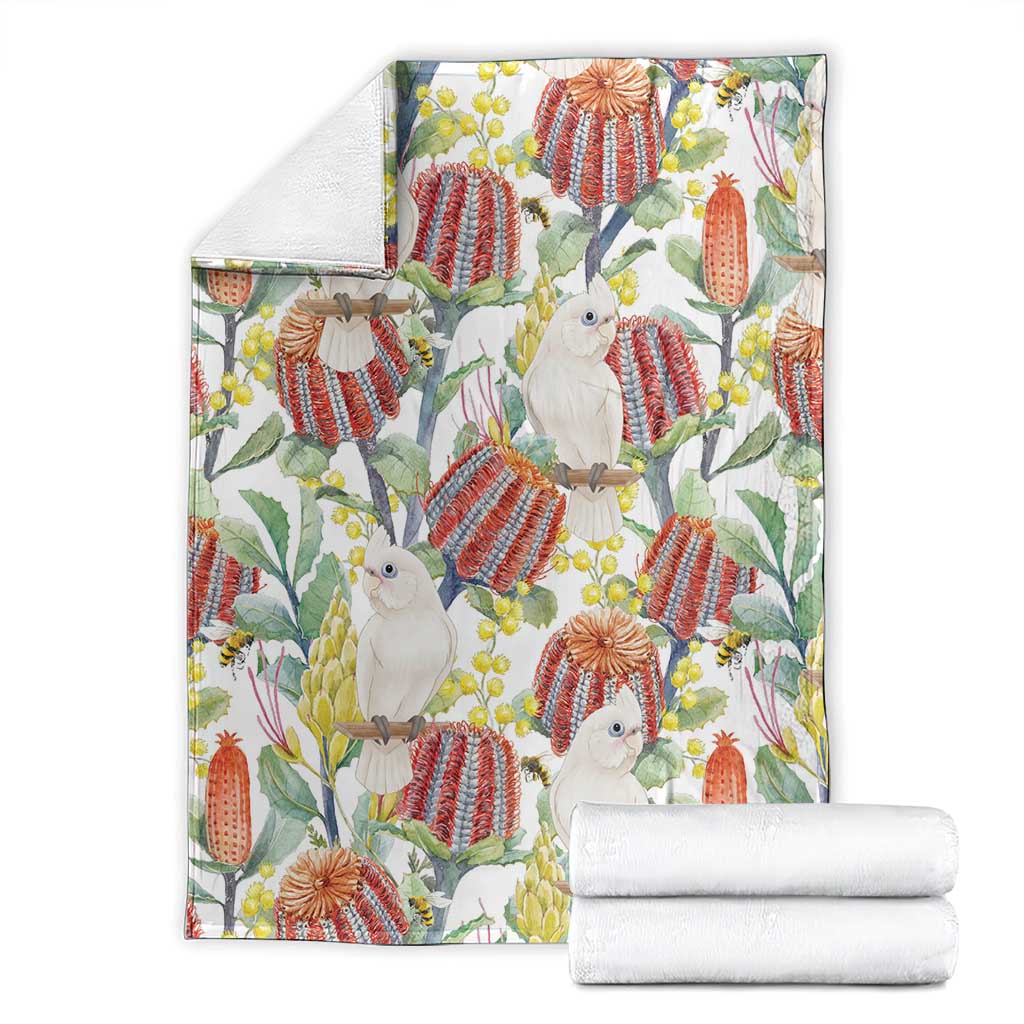 Little Corella Australia Cockatoo Blanket Cacatua Sanguinea Banksia Seamless White - Aussie Hoodie