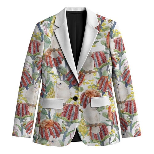 Little Corella Australia Cockatoo Blazer Cacatua Sanguinea Banksia Seamless White - Aussie Hoodie