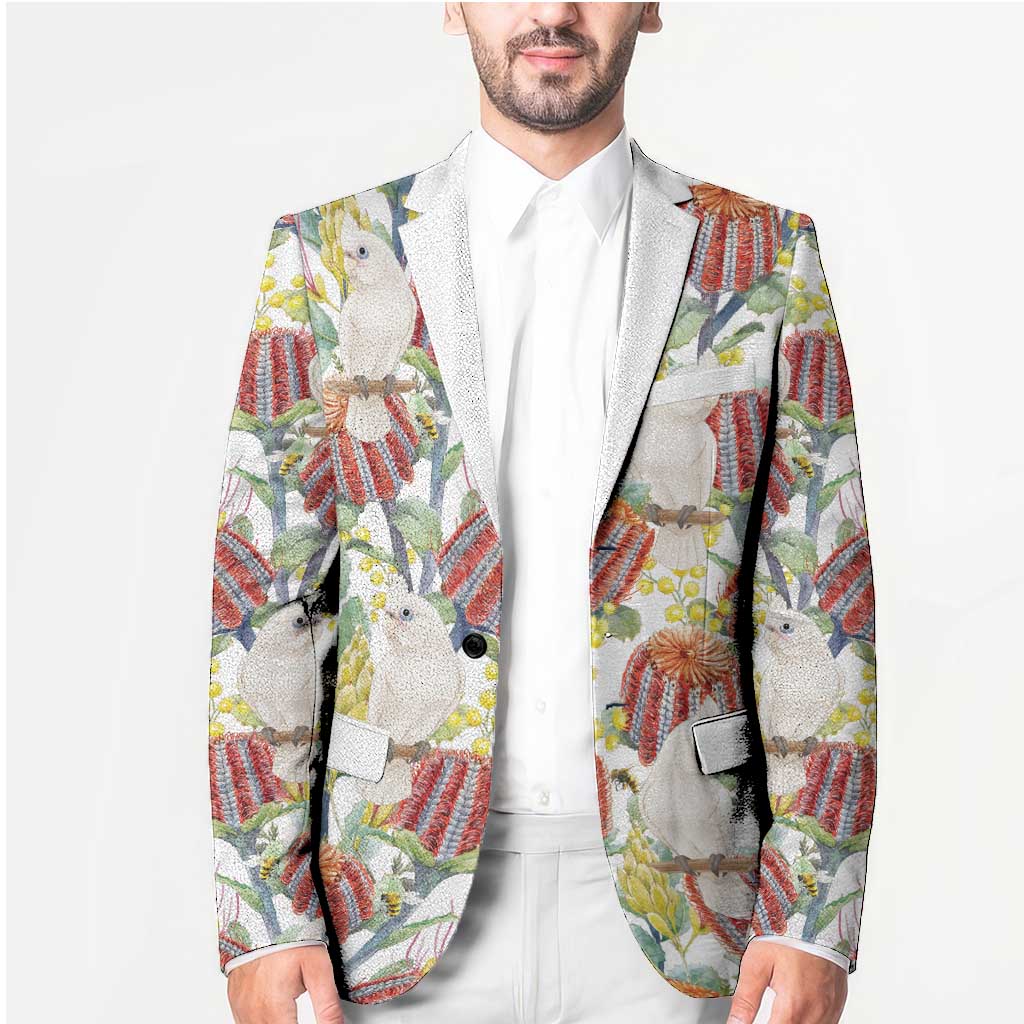 Little Corella Australia Cockatoo Blazer Cacatua Sanguinea Banksia Seamless White - Aussie Hoodie