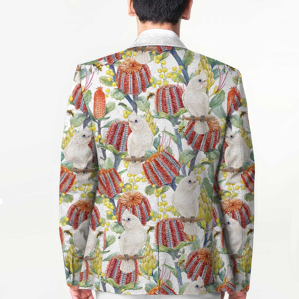 Little Corella Australia Cockatoo Blazer Cacatua Sanguinea Banksia Seamless White - Aussie Hoodie