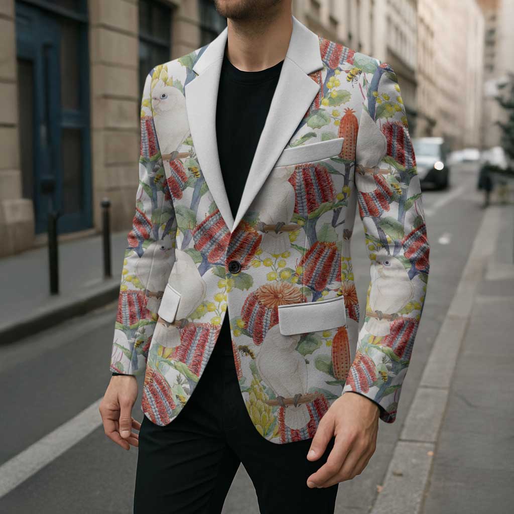 Little Corella Australia Cockatoo Blazer Cacatua Sanguinea Banksia Seamless White - Aussie Hoodie