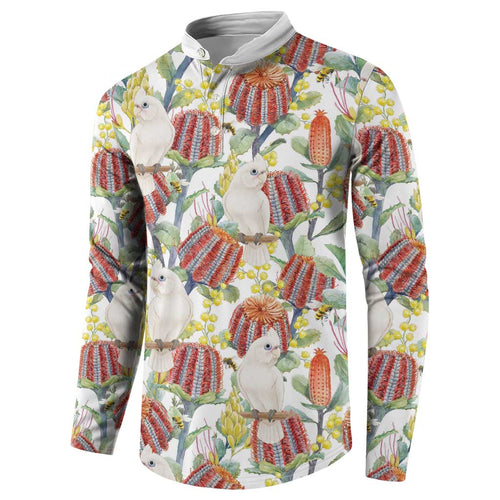 Little Corella Australia Cockatoo Button Sweatshirt Cacatua Sanguinea Banksia Seamless White - Aussie Hoodie