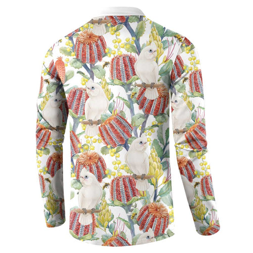 Little Corella Australia Cockatoo Button Sweatshirt Cacatua Sanguinea Banksia Seamless White - Aussie Hoodie
