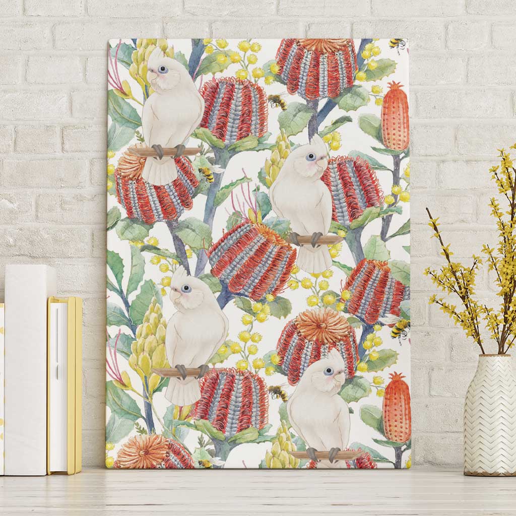 Little Corella Australia Cockatoo Canvas Wall Art Cacatua Sanguinea Banksia Seamless White - Aussie Hoodie