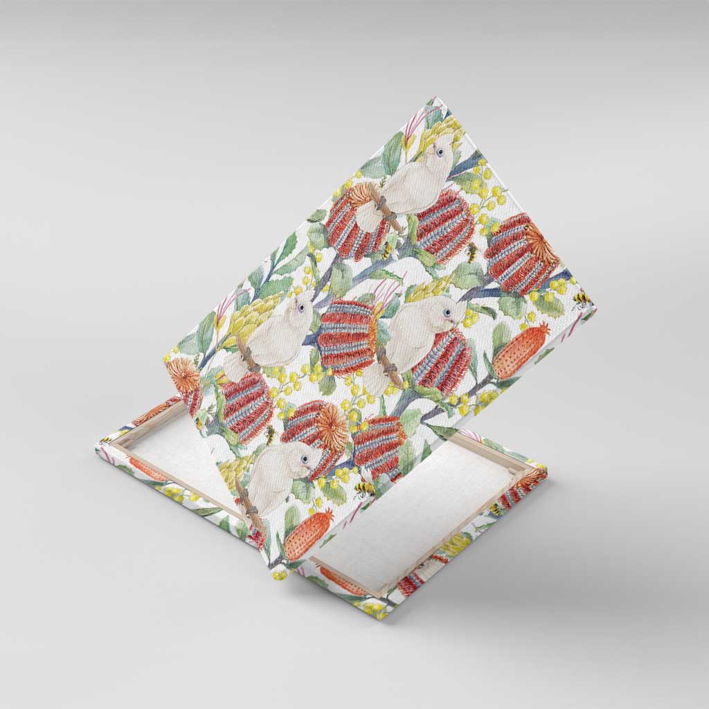 Little Corella Australia Cockatoo Canvas Wall Art Cacatua Sanguinea Banksia Seamless White - Aussie Hoodie