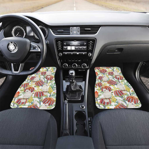 Little Corella Australia Cockatoo Car Mats Cacatua Sanguinea Banksia Seamless White - Aussie Hoodie