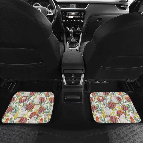 Little Corella Australia Cockatoo Car Mats Cacatua Sanguinea Banksia Seamless White - Aussie Hoodie