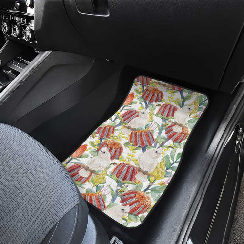 Little Corella Australia Cockatoo Car Mats Cacatua Sanguinea Banksia Seamless White - Aussie Hoodie
