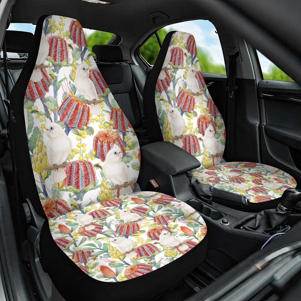 Little Corella Australia Cockatoo Car Seat Cover Cacatua Sanguinea Banksia Seamless White - Aussie Hoodie