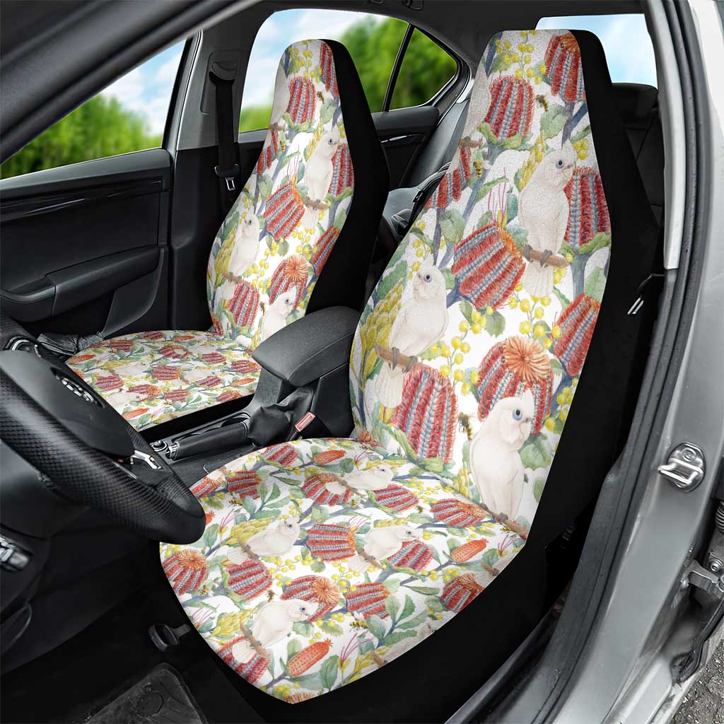 Little Corella Australia Cockatoo Car Seat Cover Cacatua Sanguinea Banksia Seamless White - Aussie Hoodie