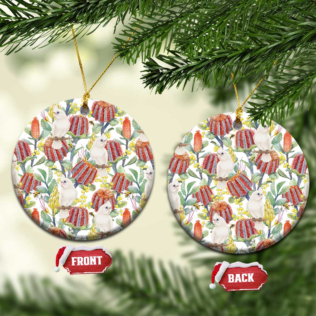 Little Corella Australia Cockatoo Ceramic Ornament Cacatua Sanguinea Banksia Seamless White - Aussie Hoodie
