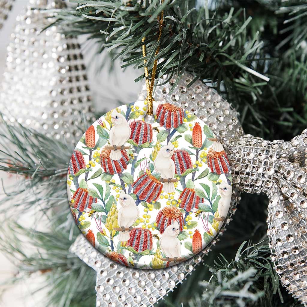 Little Corella Australia Cockatoo Ceramic Ornament Cacatua Sanguinea Banksia Seamless White - Aussie Hoodie