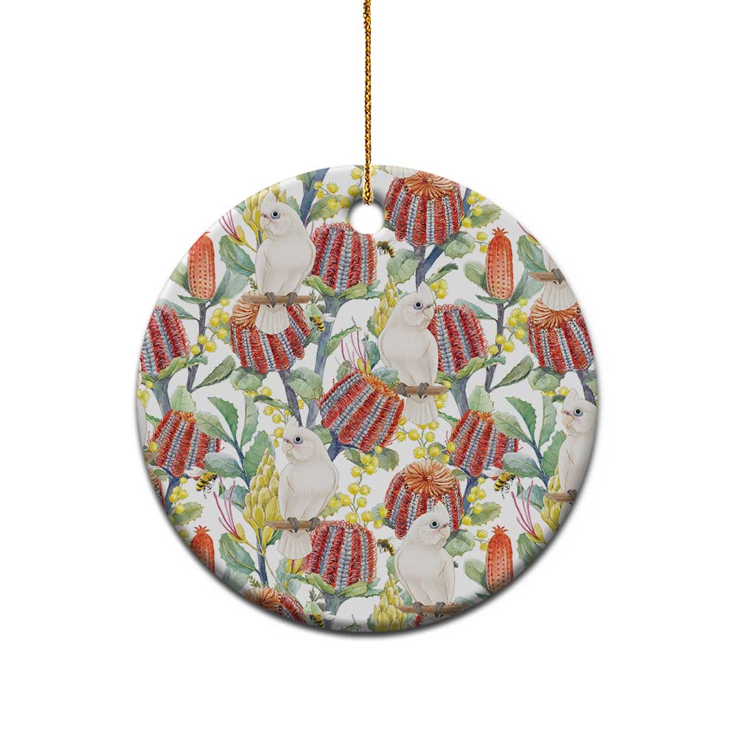 Little Corella Australia Cockatoo Ceramic Ornament Cacatua Sanguinea Banksia Seamless White - Aussie Hoodie