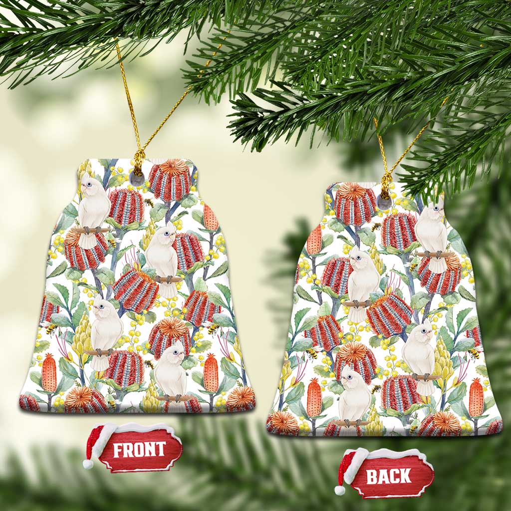 Little Corella Australia Cockatoo Ceramic Ornament Cacatua Sanguinea Banksia Seamless White - Aussie Hoodie