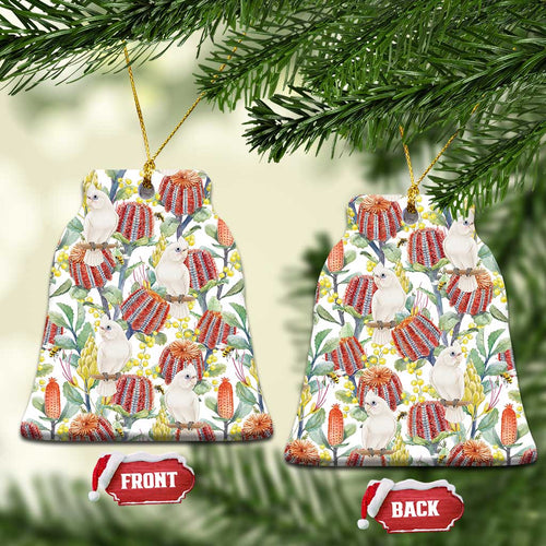 Little Corella Australia Cockatoo Ceramic Ornament Cacatua Sanguinea Banksia Seamless White - Aussie Hoodie