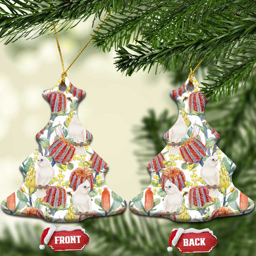 Little Corella Australia Cockatoo Ceramic Ornament Cacatua Sanguinea Banksia Seamless White - Aussie Hoodie