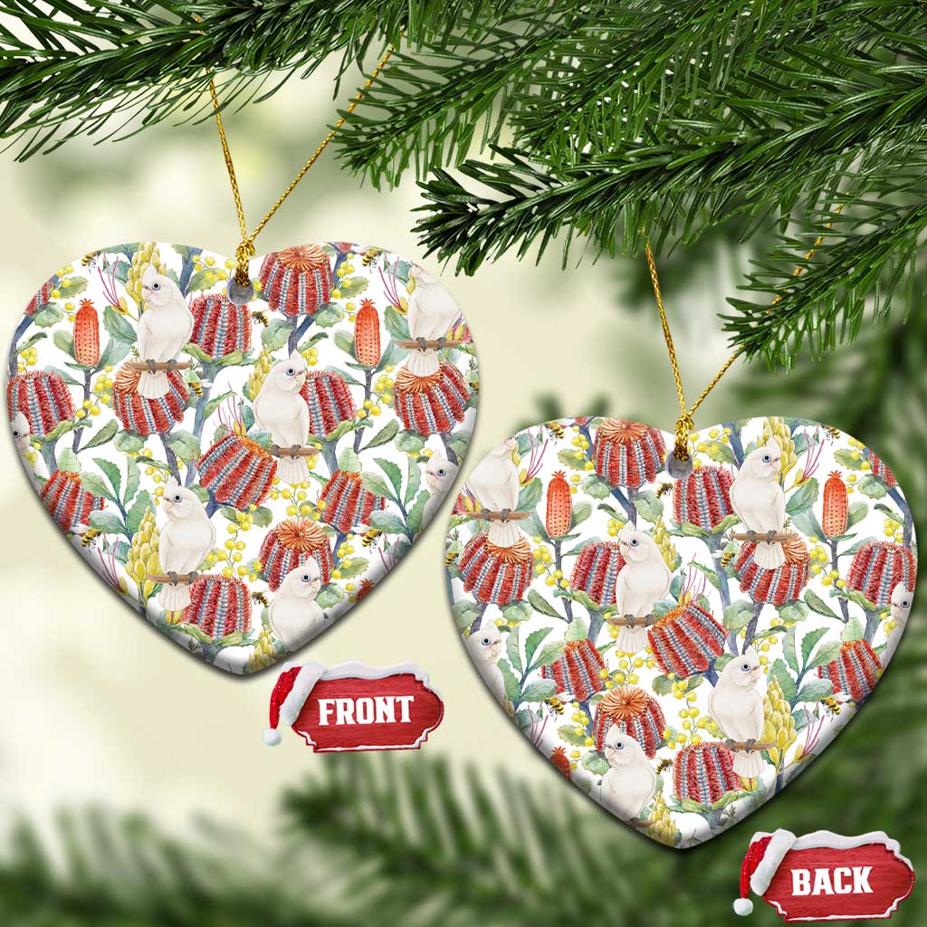 Little Corella Australia Cockatoo Ceramic Ornament Cacatua Sanguinea Banksia Seamless White - Aussie Hoodie