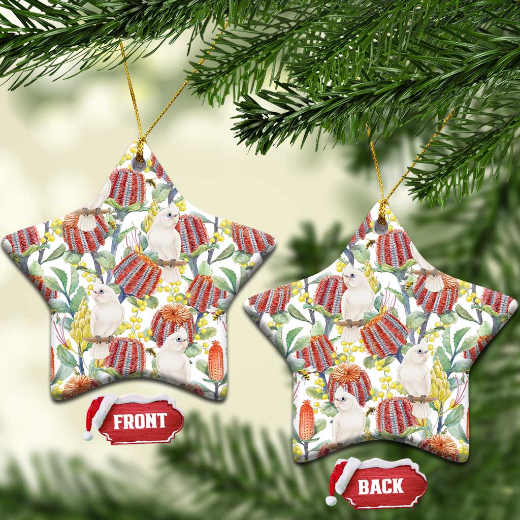 Little Corella Australia Cockatoo Ceramic Ornament Cacatua Sanguinea Banksia Seamless White - Aussie Hoodie