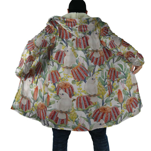 Little Corella Australia Cockatoo Cloak Cacatua Sanguinea Banksia Seamless White - Aussie Hoodie