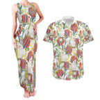 Little Corella Australia Cockatoo Couples Matching Tank Maxi Dress and Hawaiian Shirt Cacatua Sanguinea Banksia Seamless White - Aussie Hoodie