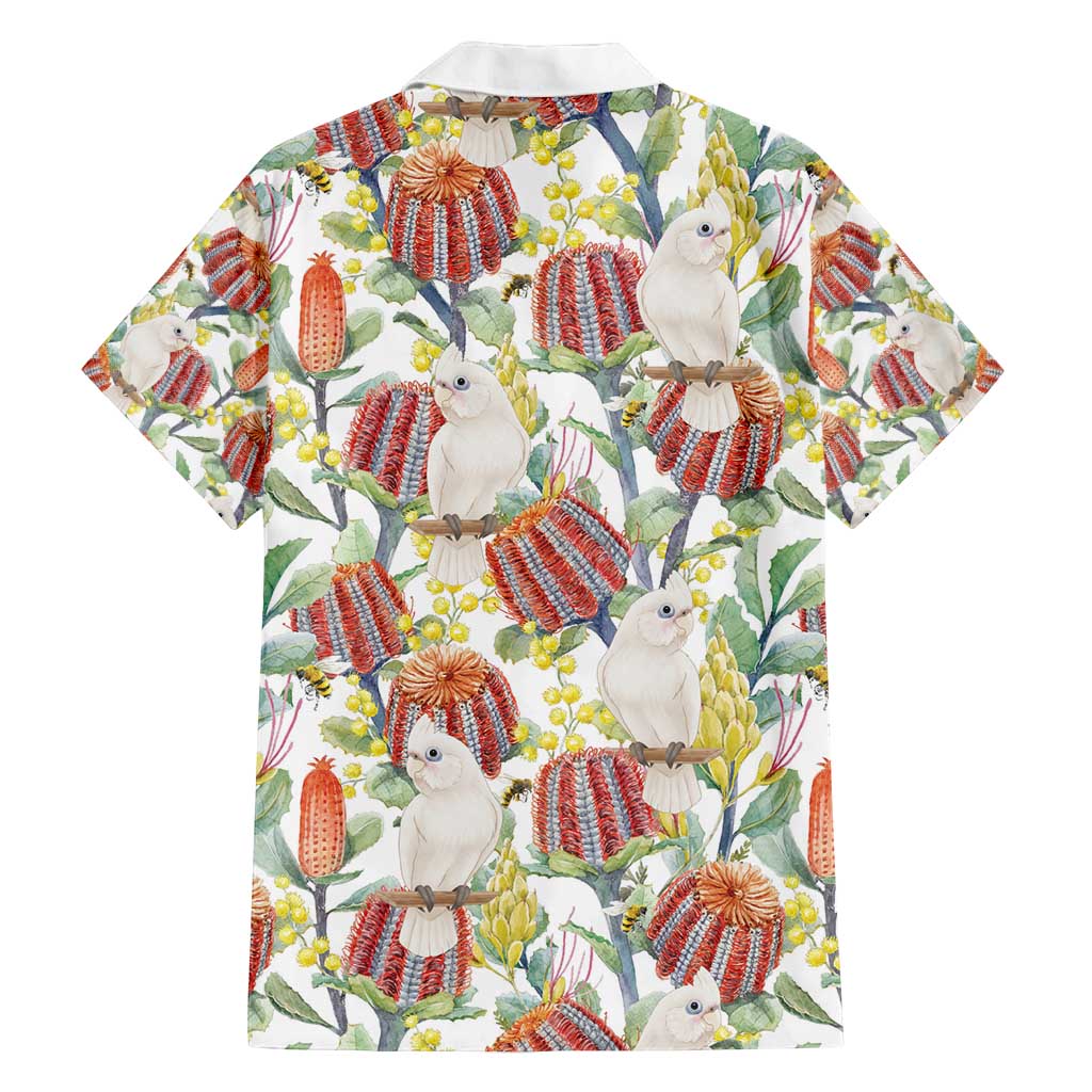 Little Corella Australia Cockatoo Family Matching Long Sleeve Bodycon Dress and Hawaiian Shirt Cacatua Sanguinea Banksia Seamless White - Aussie Hoodie