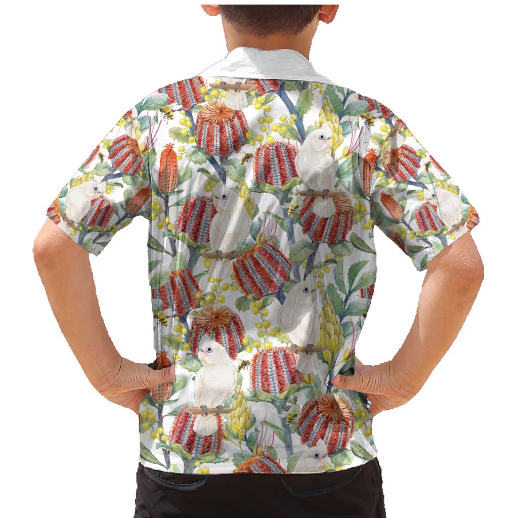 Little Corella Australia Cockatoo Family Matching Mermaid Dress and Hawaiian Shirt Cacatua Sanguinea Banksia Seamless White - Aussie Hoodie