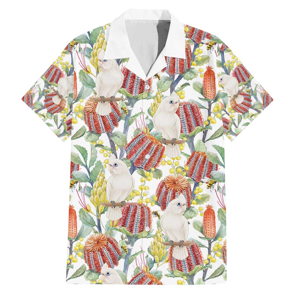 Little Corella Australia Cockatoo Family Matching Mermaid Dress and Hawaiian Shirt Cacatua Sanguinea Banksia Seamless White - Aussie Hoodie