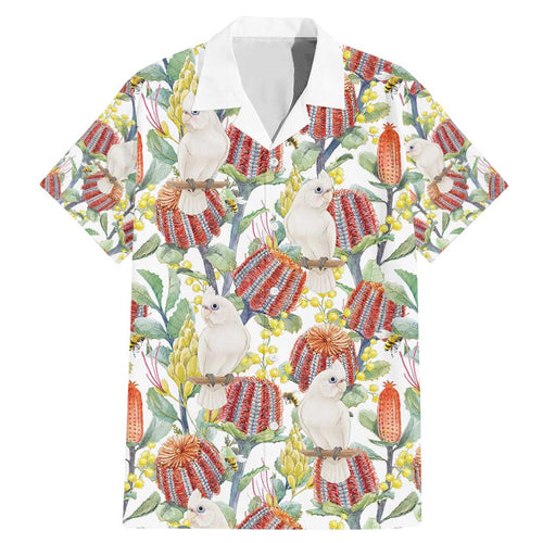 Little Corella Australia Cockatoo Family Matching Mermaid Dress and Hawaiian Shirt Cacatua Sanguinea Banksia Seamless White - Aussie Hoodie