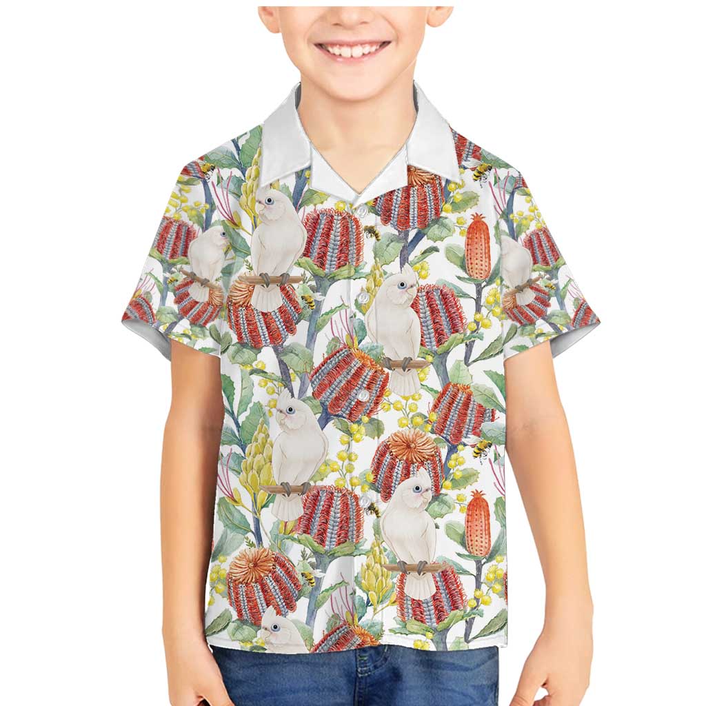 Little Corella Australia Cockatoo Family Matching Mermaid Dress and Hawaiian Shirt Cacatua Sanguinea Banksia Seamless White - Aussie Hoodie