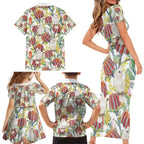 Little Corella Australia Cockatoo Family Matching Short Sleeve Bodycon Dress and Hawaiian Shirt Cacatua Sanguinea Banksia Seamless White - Aussie Hoodie