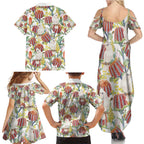Little Corella Australia Cockatoo Family Matching Summer Maxi Dress and Hawaiian Shirt Cacatua Sanguinea Banksia Seamless White - Aussie Hoodie