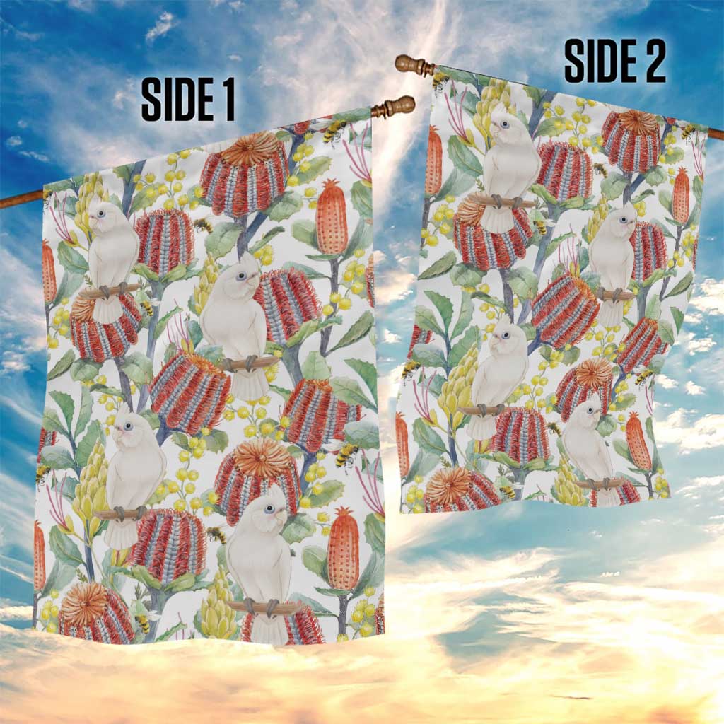 Little Corella Australia Cockatoo Garden Flag Cacatua Sanguinea Banksia Seamless White - Aussie Hoodie