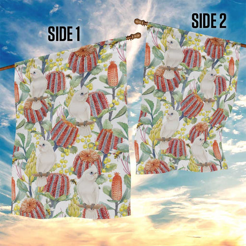 Little Corella Australia Cockatoo Garden Flag Cacatua Sanguinea Banksia Seamless White - Aussie Hoodie