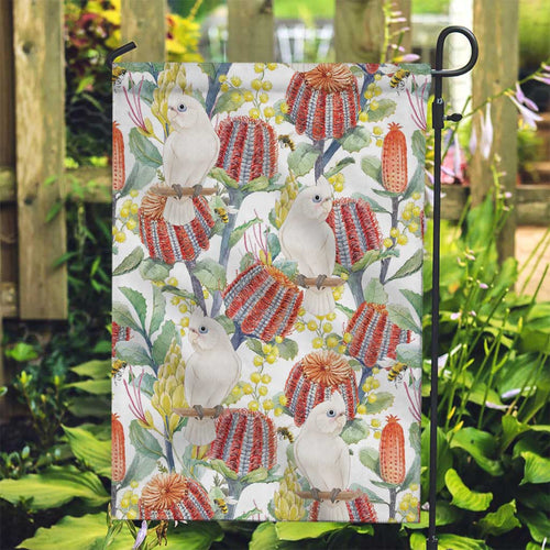 Little Corella Australia Cockatoo Garden Flag Cacatua Sanguinea Banksia Seamless White - Aussie Hoodie