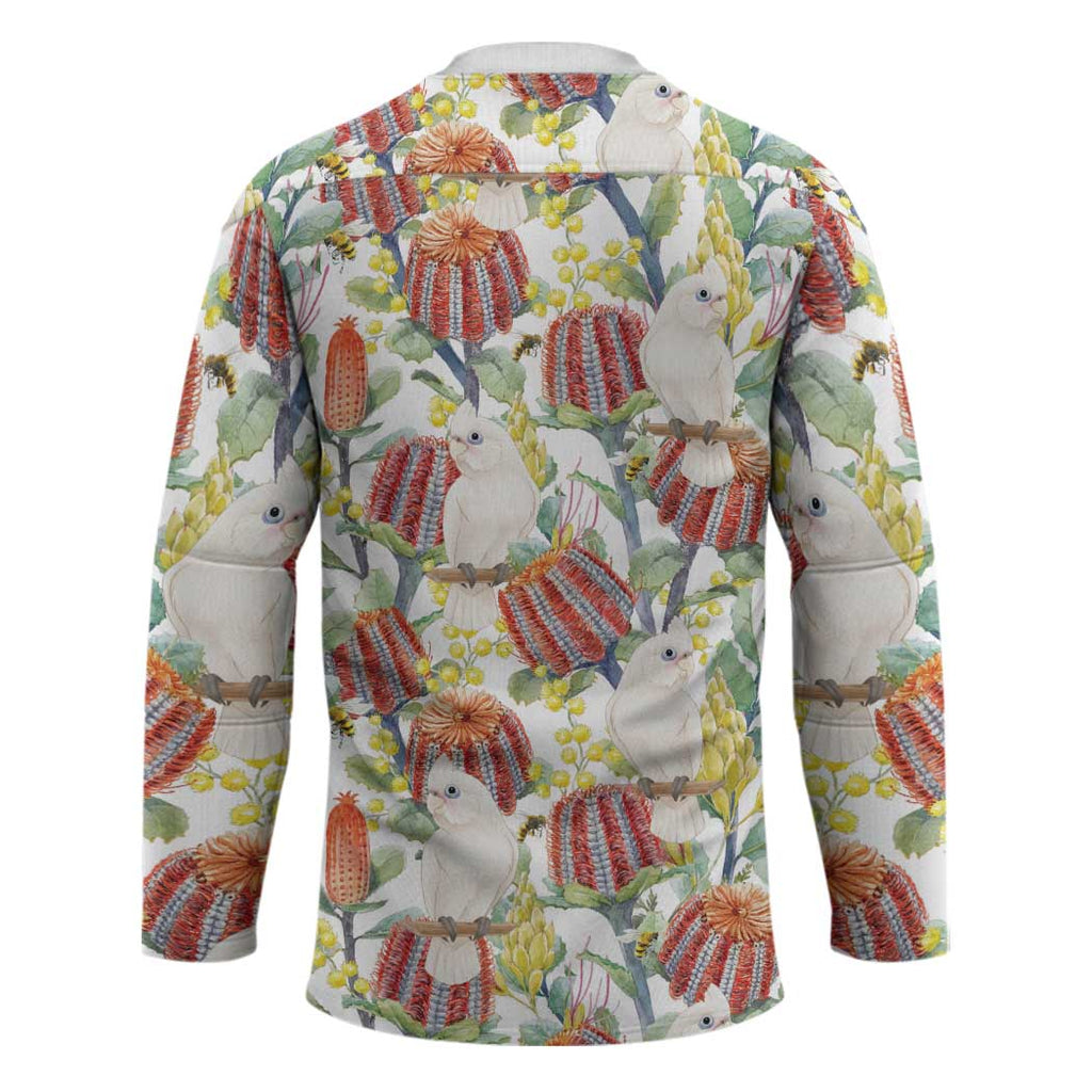 Little Corella Australia Cockatoo Hockey Jersey Cacatua Sanguinea Banksia Seamless White - Aussie Hoodie