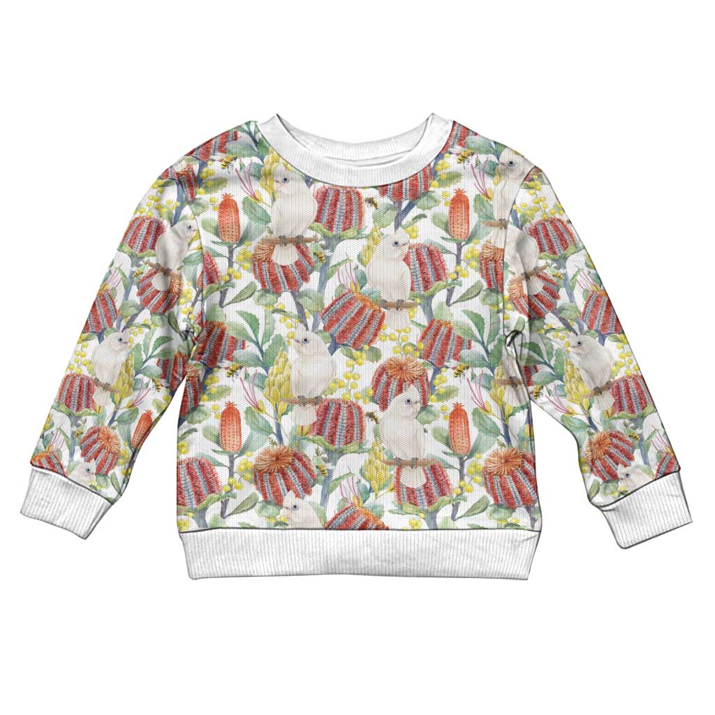 Little Corella Australia Cockatoo Kid Ugly Christmas Sweater Cacatua Sanguinea Banksia Seamless White - Aussie Hoodie