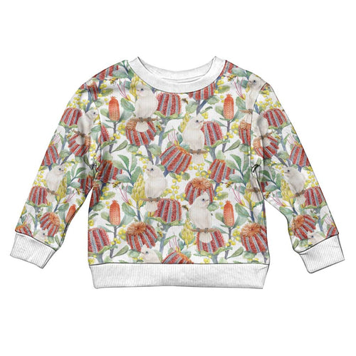Little Corella Australia Cockatoo Kid Ugly Christmas Sweater Cacatua Sanguinea Banksia Seamless White - Aussie Hoodie