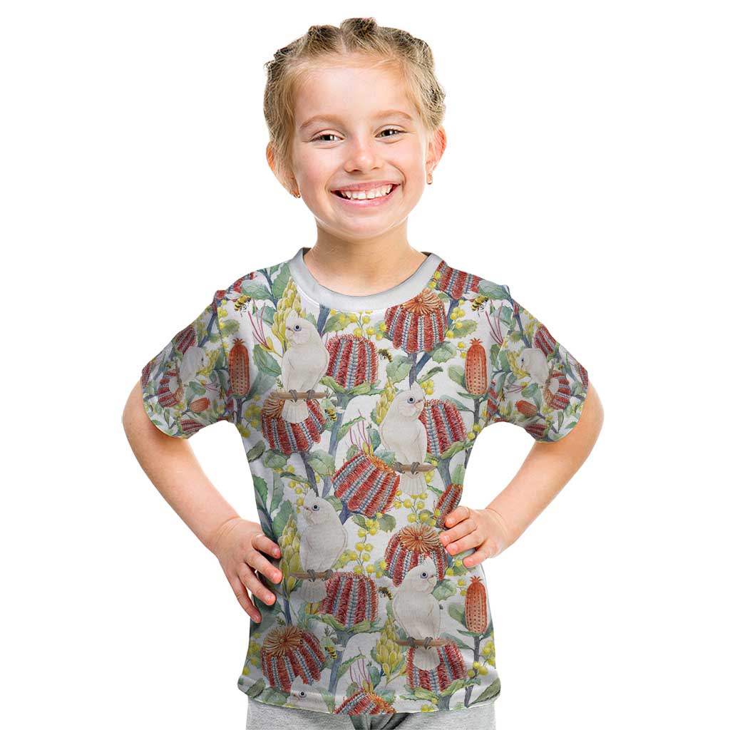 Little Corella Australia Cockatoo Kid T Shirt Cacatua Sanguinea Banksia Seamless White - Aussie Hoodie