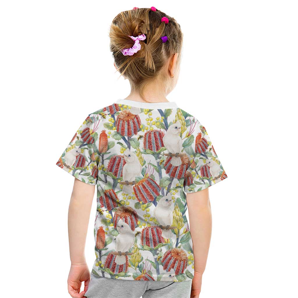 Little Corella Australia Cockatoo Kid T Shirt Cacatua Sanguinea Banksia Seamless White - Aussie Hoodie