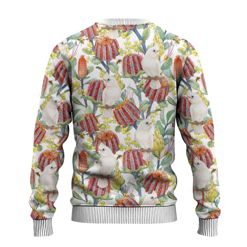 Little Corella Australia Cockatoo Ugly Christmas Sweater Cacatua Sanguinea Banksia Seamless White - Aussie Hoodie
