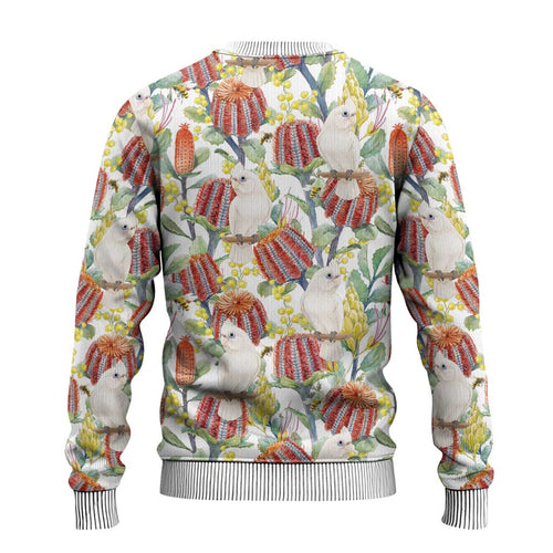 Little Corella Australia Cockatoo Ugly Christmas Sweater Cacatua Sanguinea Banksia Seamless White - Aussie Hoodie
