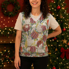 Little Corella Australia Cockatoo Christmas Knitted V-Neck Vest Cacatua Sanguinea Banksia Seamless White - Aussie Hoodie