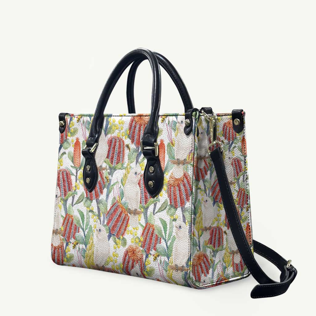 Little Corella Australia Cockatoo Leather Bag Cacatua Sanguinea Banksia Seamless White - Aussie Hoodie