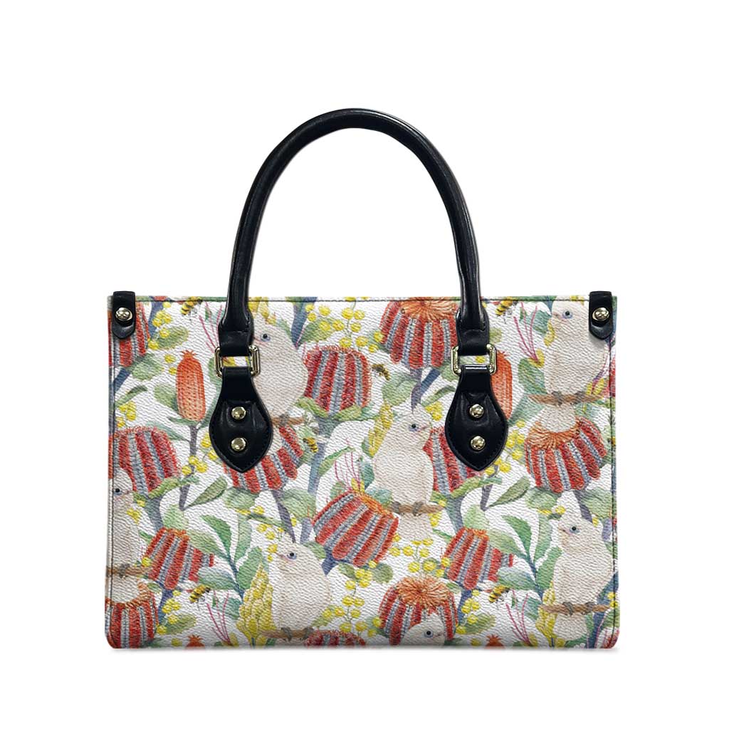 Little Corella Australia Cockatoo Leather Bag Cacatua Sanguinea Banksia Seamless White - Aussie Hoodie