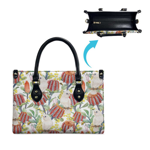 Little Corella Australia Cockatoo Leather Bag Cacatua Sanguinea Banksia Seamless White - Aussie Hoodie